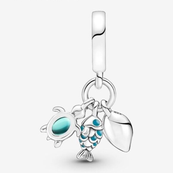 Pandora Fish, Sea Turtle & Conch Triple Dangle Charm - Picture 2 of 6